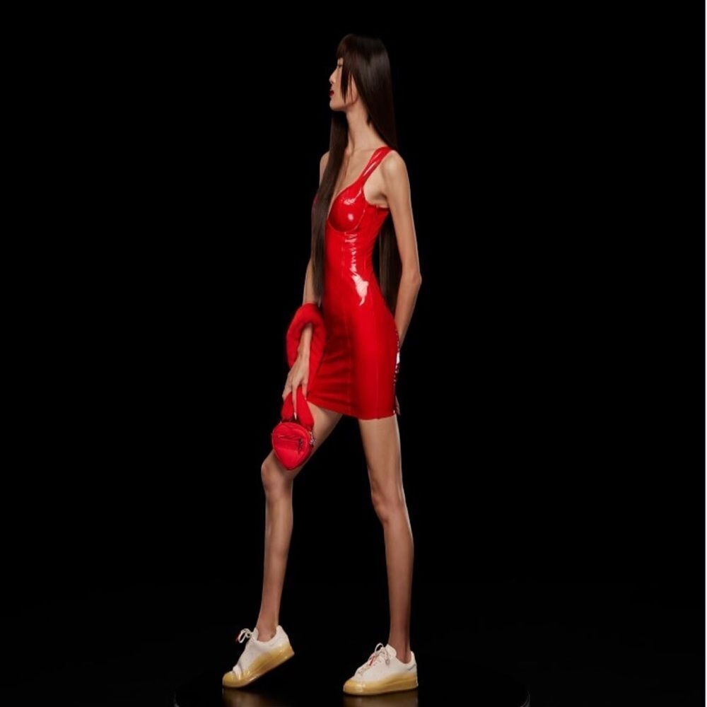 Ivy Park, Ivy Heart Red Latex Dress, Size XS - Picture 2 of 15